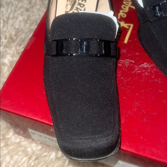 Authentic new Salvatore Ferragamo 2.5 inch black fabric slides. AAA - Picture 2 of 12
